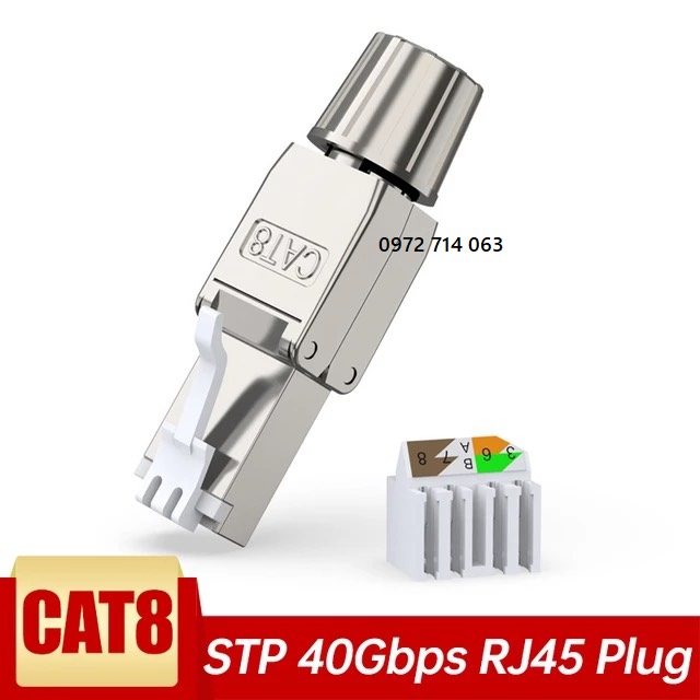 Hạt mạng, đầu bấm mạng CAT6A CAT7 CAT8 khồng dùng tool, kìm bấm